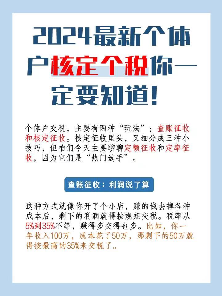 九龙2024最新个体户核定个税你一定要知道！